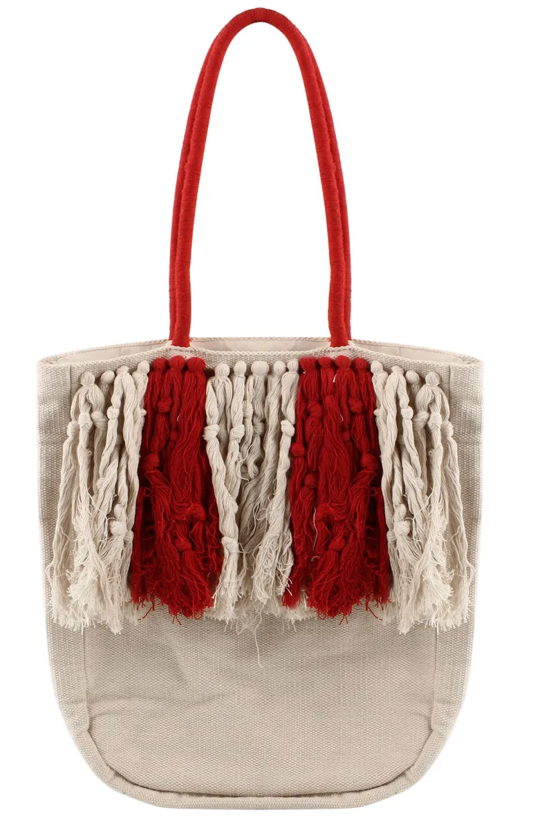 Τσάντα Θαλάσσης Marilou Tote BG039541-ECRU/RED Γυναικείο