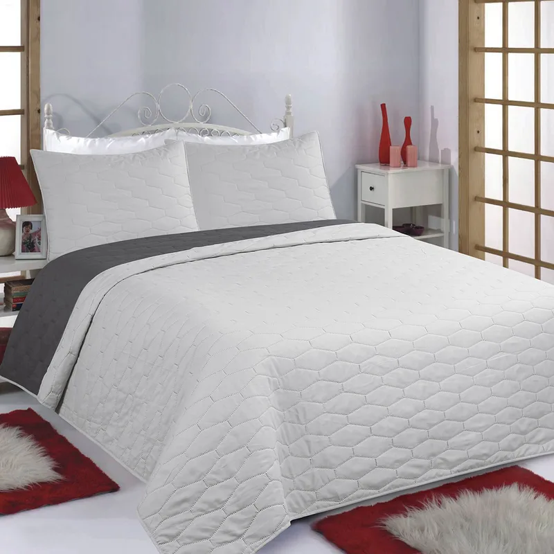 Κουβερλί Μονό (Σετ 170x240) 2 Όψεων Silk Fashion Ruby Grey-Anthracite