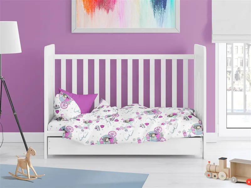 Παπλωματοθήκη Dimcol Princess 389 120x160 White-Μωβ
