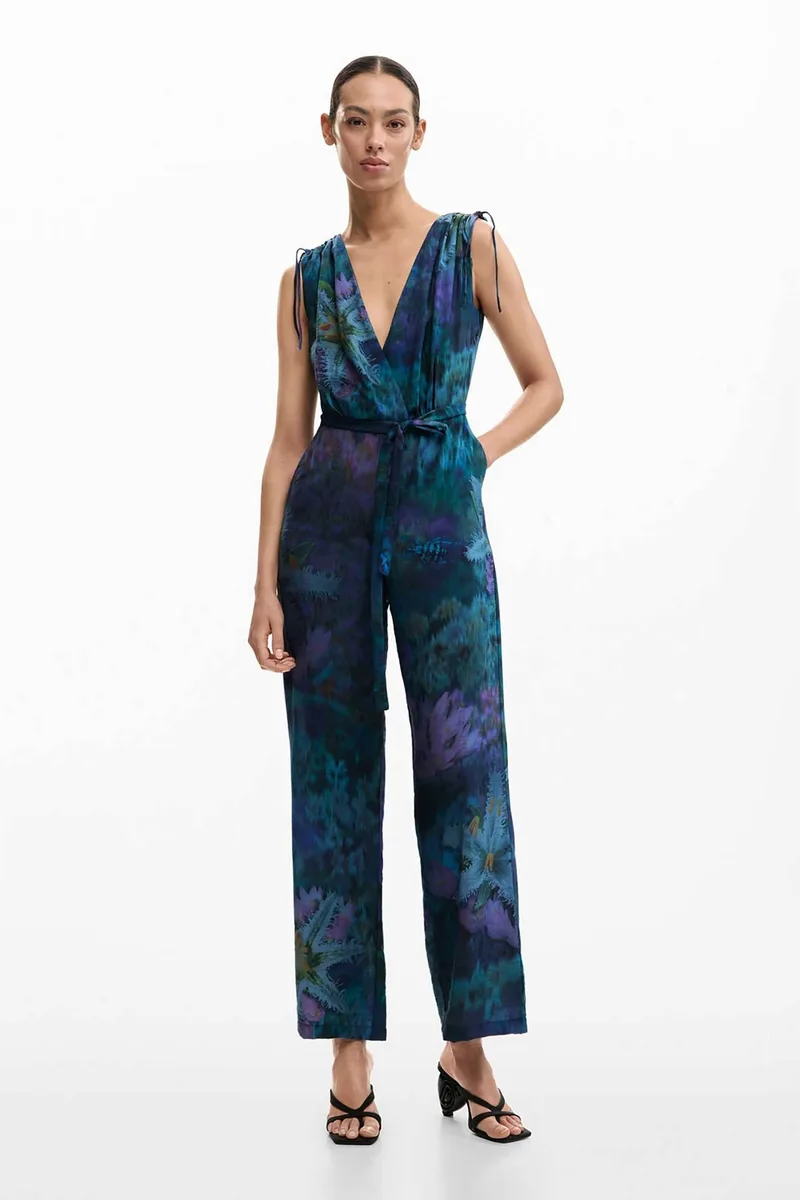 Desigual γυναικεία ολόσωμη φόρμα με floral print "Floresazul" - 26SWPW40 Μπλε