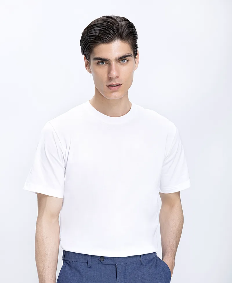Ανδρικό Βαμβακερό T-Shirt Regular Fit Με Στρογγυλή Λαιμόκοψη