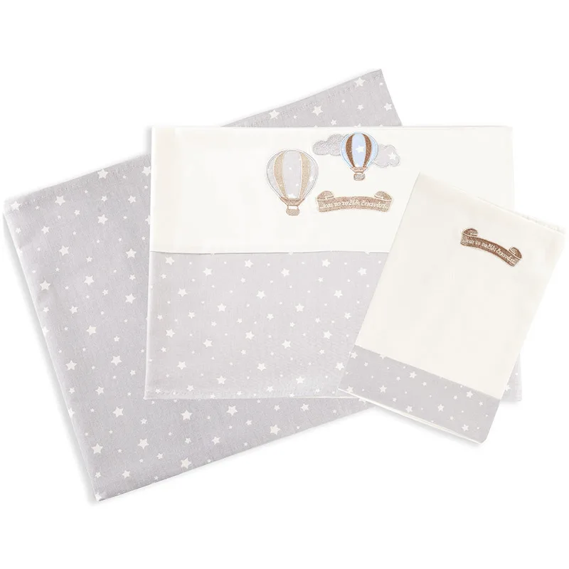 Σεντόνια Κούνιας Σετ Dimcol Balloon 01 Grey 120x170