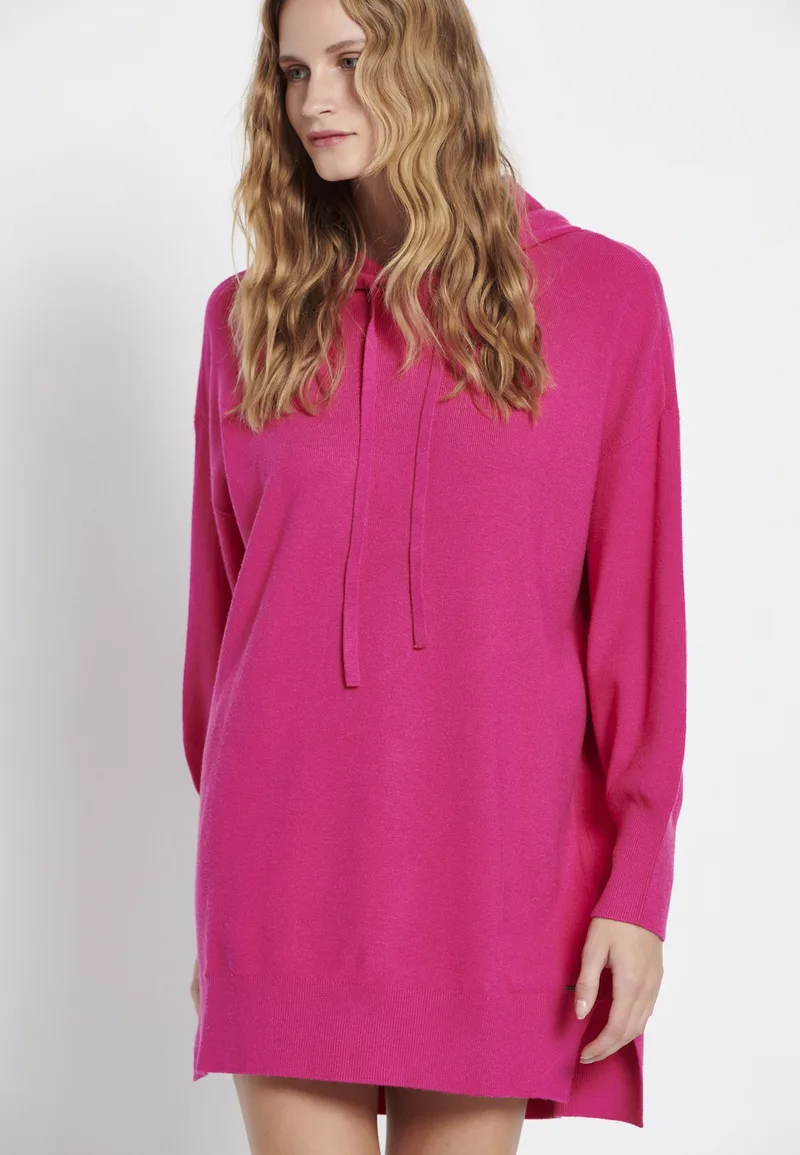 Relaxed fit μίνι πλεκτό φόρεμα με κουκούλα