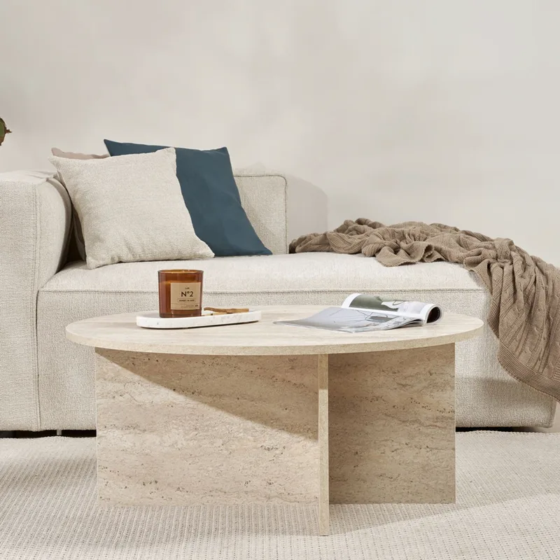 Τραπεζάκι Σαλονιού Soleil - Travertine 909Nrd1122 90x40x90 cm