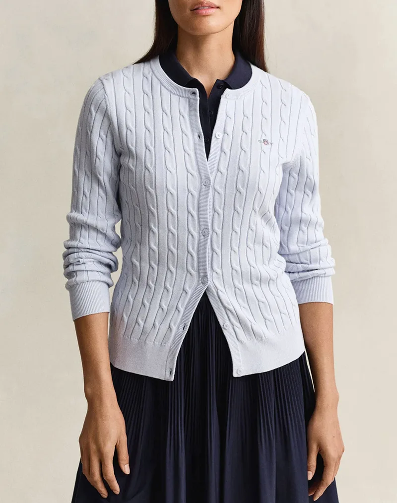 GANT ΖΑΚΕΤΑ ΠΛΕΚΤΗ STRETCH COTTON CABLE CARDIGAN 3GW4800103-455 LightBlue