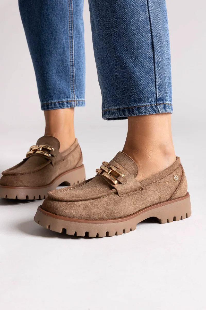 Xti Footwear Suede Loafers - 144459 - Μπεζ Suede