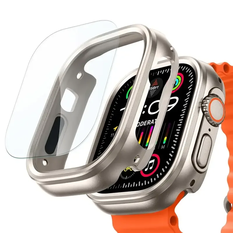 ESR Protection Set 2in1 Armorite Ultra-Tough Tempered Glass and Case Natural Titanium Apple Watch Ultra 49mm