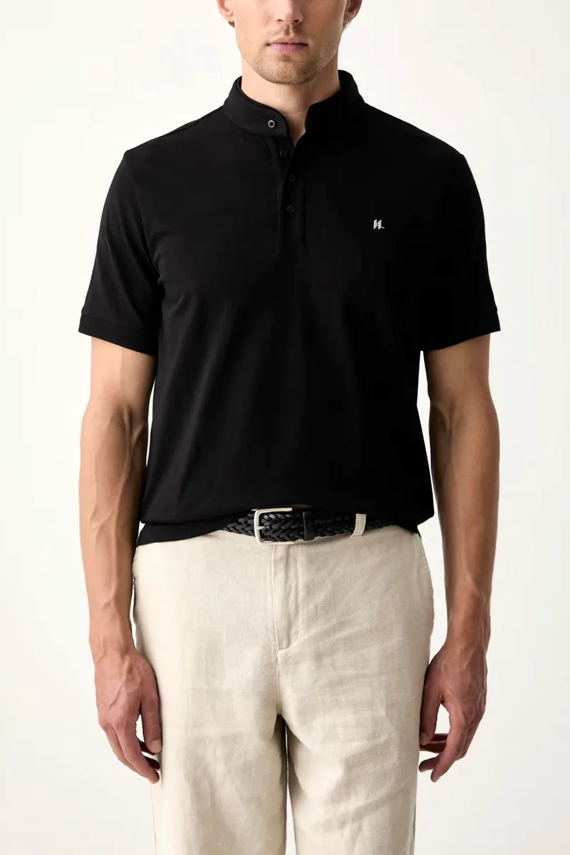 KARL LAGERFELD POLO MAO ΜΕΤΑΛΛΙΚΟ LOGO ΜΑΥΡΟ