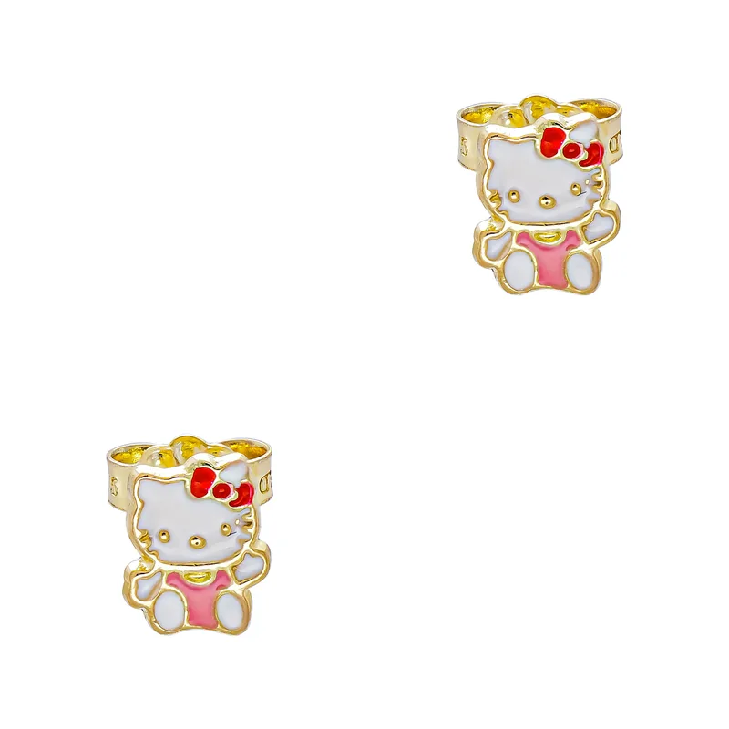 Παιδικά Σκουλαρίκια Hello Kitty Από Κίτρινο Χρυσό 9 Καρατίων PSK542