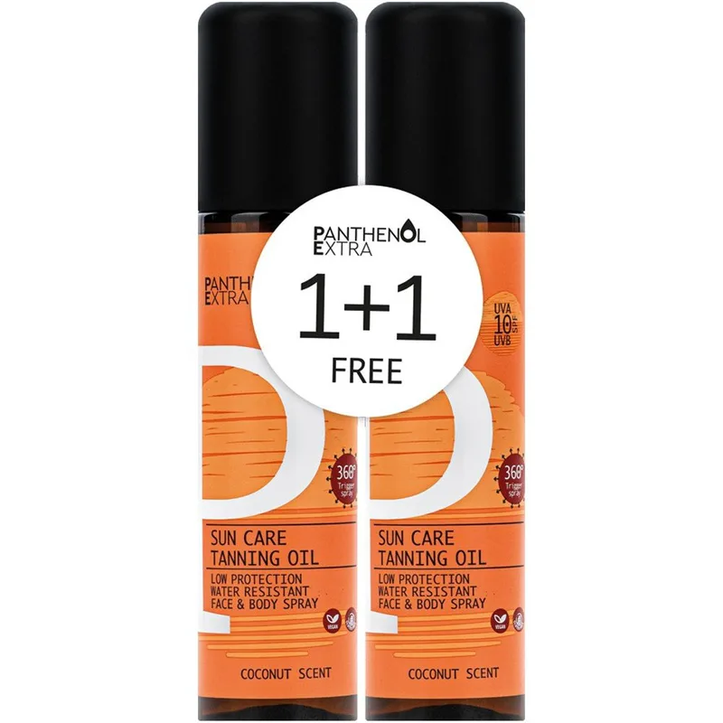Panthenol Extra Promo Sun Care Tanning Oil Spf10 Αντηλιακό Λάδι Μαυρίσματος Προσώπου & Σώματος Χαμηλής Προστασίας με Αντλία, 300ml (2x150ml)