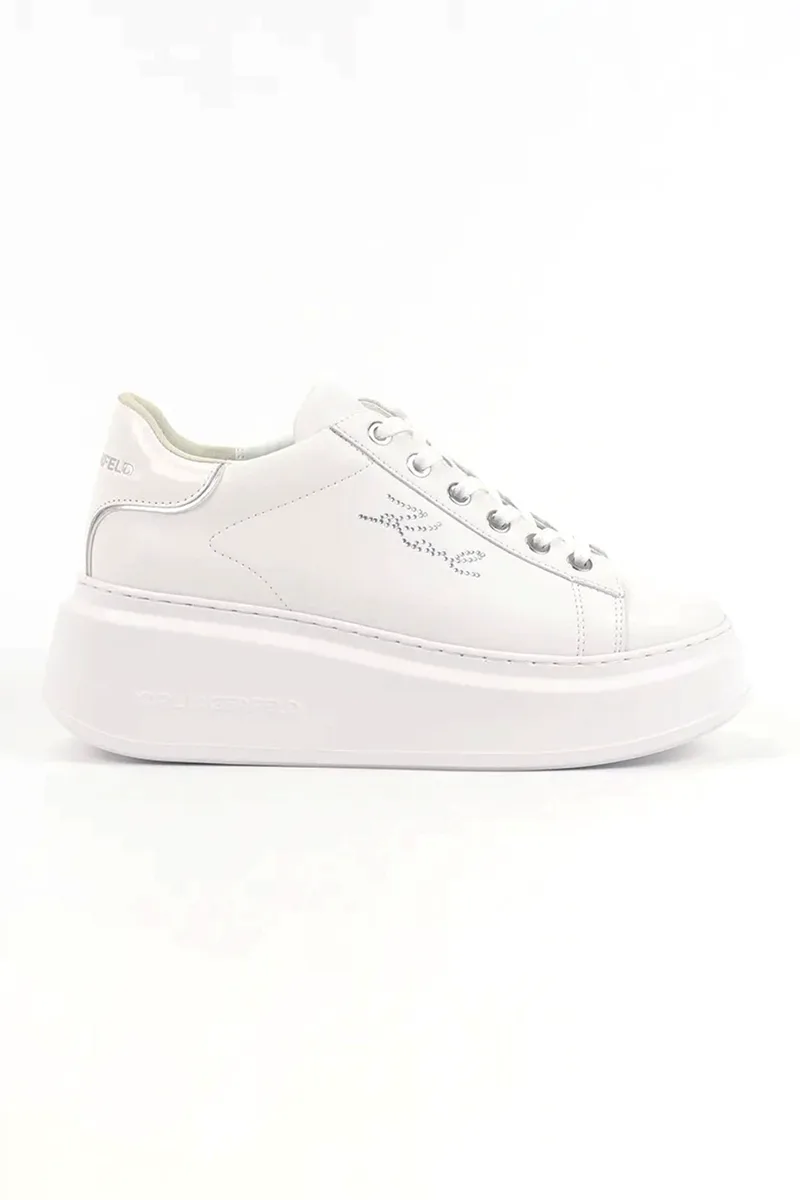 KARL LAGERFELD ΠΑΠΟΥΤΣΙΑ SNEAKERS ΑΝΑΚΑPRI LOGO ΛΕΥΚΟ