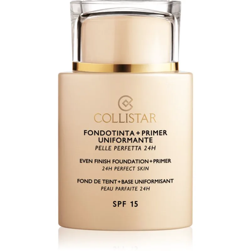 Collistar Even Finish Foundation+Primer 24h Perfect Skin μεικ απ και βάση SPF 15 απόχρωση 5 Amber 35 ml