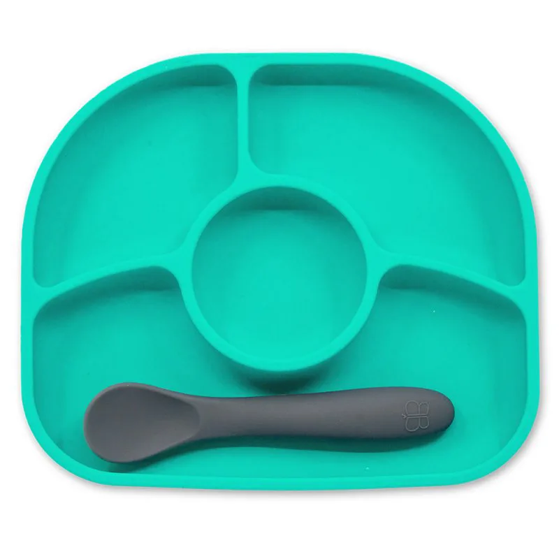 Πιάτο σιλικόνης με χωρίσματα Turquoise Bblüv Yümi