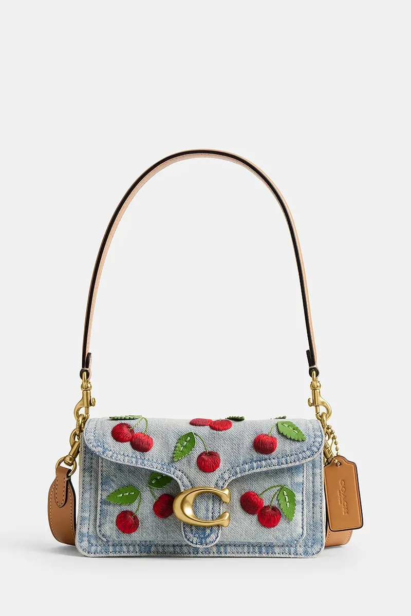 Coach χιαστί Γυναικεία δερμάτινη Cherry Embroidered Denim Tabby 20