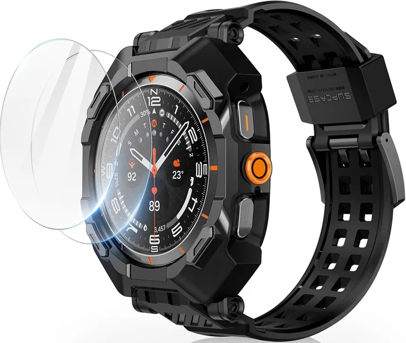 Θήκη & Tempered Glass Samsung Galaxy Watch Ultra 2025 / 2024 47mm Supcase Unicorn Beetle Pro Ανθεκτική Unibody με 2 x Αντιχαρακτικά Γυαλία Προστασίας - Black (843439151642)