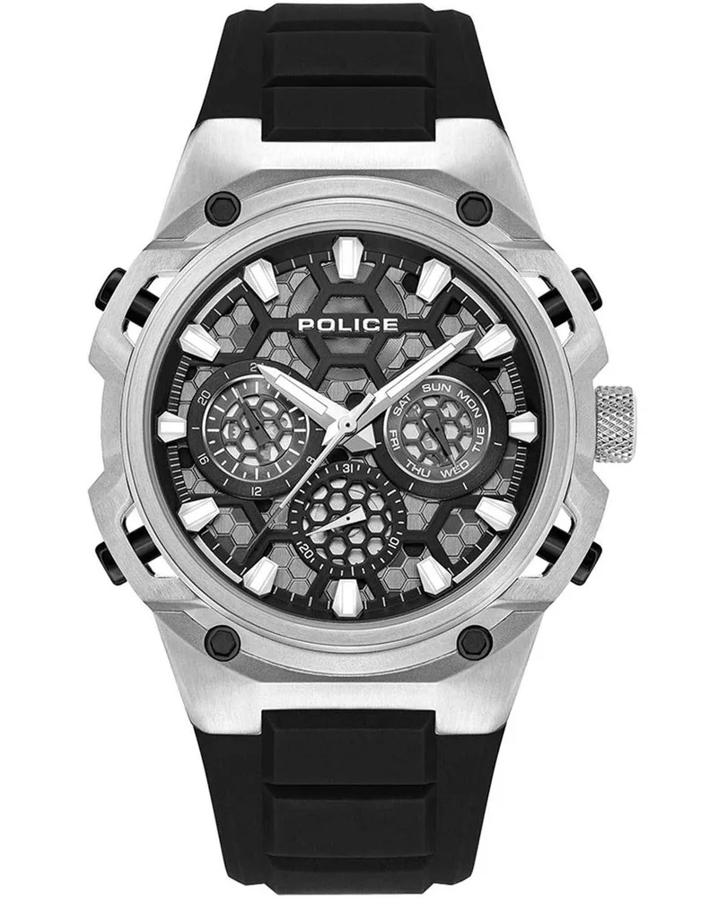 POLICE Challenger - PEWGQ0071902, Silver case with Black Rubber Strap