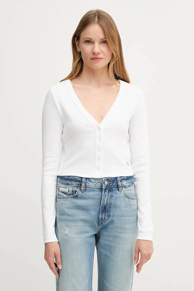 Calvin Klein Jeans ζακέτα γυναικεία από βαμβάκι με ελαστάν
