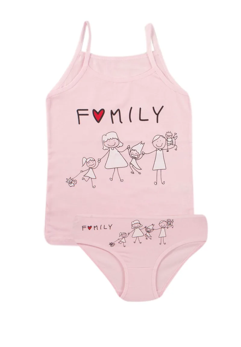 Σετ φανελάκι σλιπάκι παιδικό Family 165034-Ροζ
