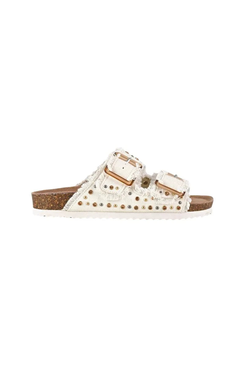 COLORS OF CALIFORNIA ΠΑΙΔΙΚΑ ΣΑΝΔΑΛΙΑ Canvas Sandal With Studs - ΑΣΠΡΑ-HC.2416