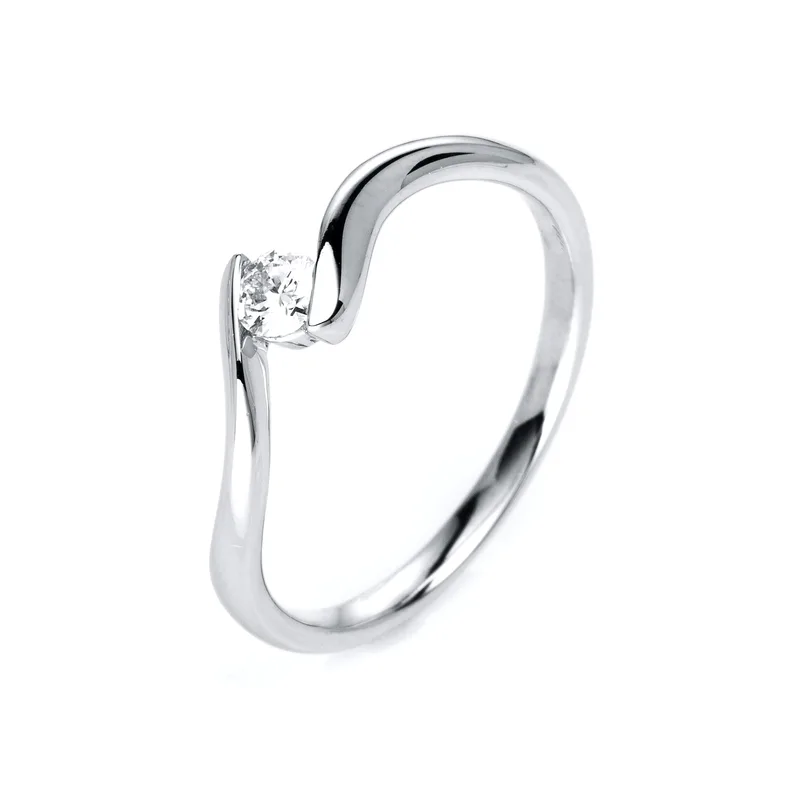 Diamond Group Μονόπετρο Δαχτυλίδι με Διαμάντι Brilliant από Λευκό Χρυσό 18 Καρατίων DDX388