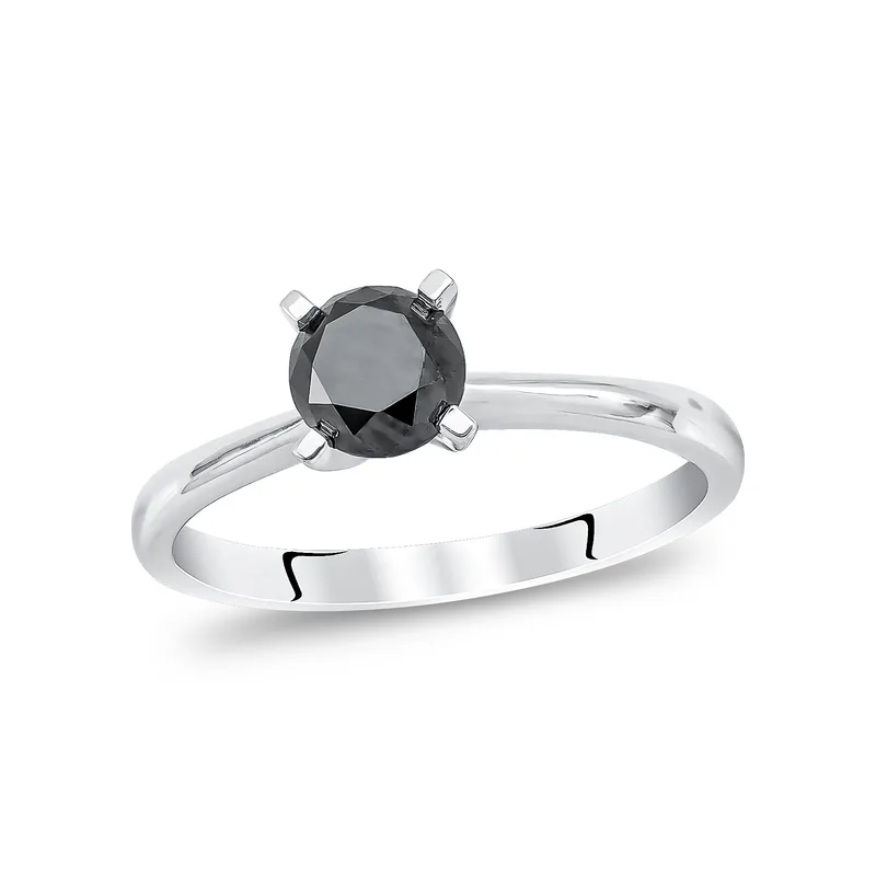 Μονόπετρο Δαχτυλίδι με Black Diamond από Λευκό Χρυσό 18 Καρατίων R24467