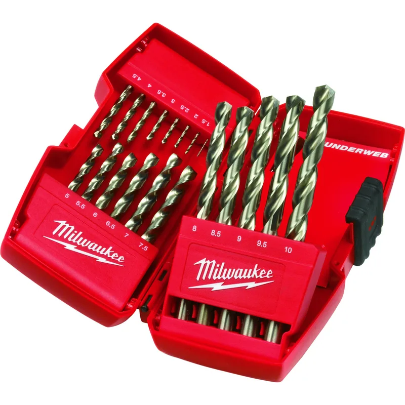 Τρυπάνια Αέρος Ασημί HSS-G DIN338 MILWAUKEE THUNDERWEB Σετ 19Τμχ