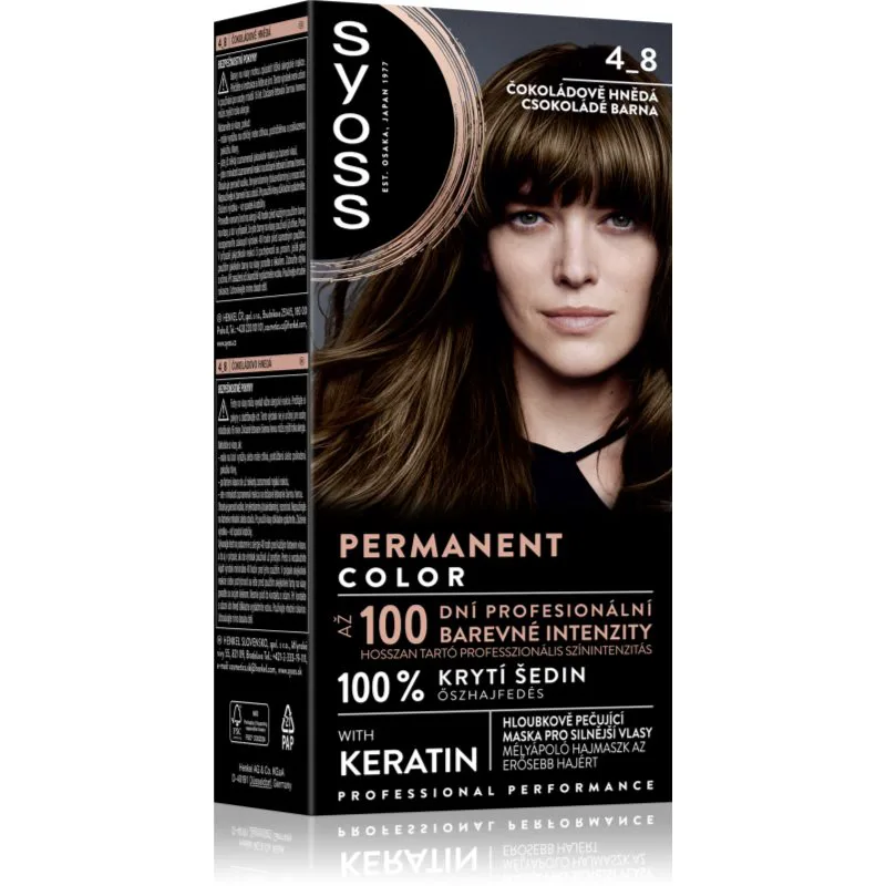 Syoss Permanent Color μόνιμη βαφή μαλλιών απόχρωση 4_8 Chocolate Brown 1 τμχ