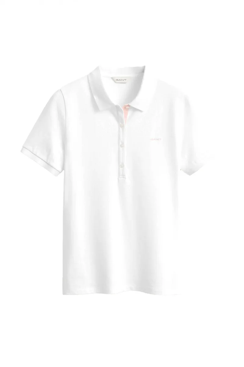 GANT POLO WHITE SLIM CONTRAST PIQUE ΛΕΥΚΟ
