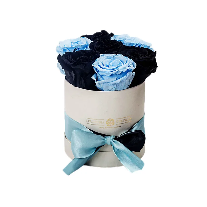 Forever Roses Μαύρο-Γαλάζιο Premium 12x17cm 7 τριαντάφυλλα