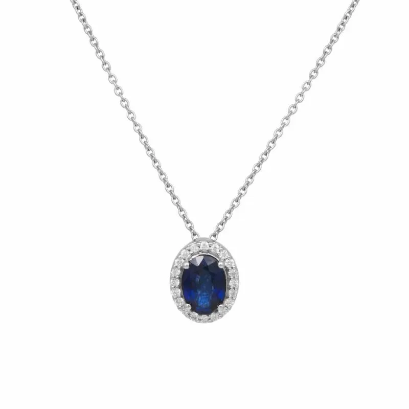 Λευκόχρυσο κολιέ ροζέτα Κ18 Sapphire and Diamonds 048534 048534 Χρυσός 18 Καράτια