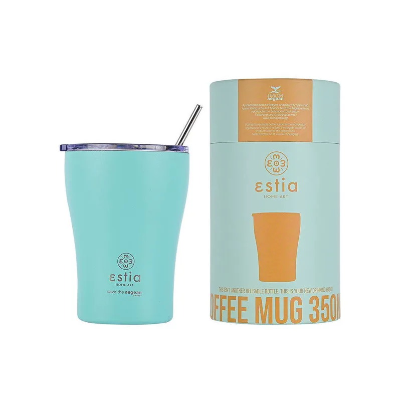Κούπα θερμός με καλαμάκι 350ml Estia Save the Aegean - Bermuda Green