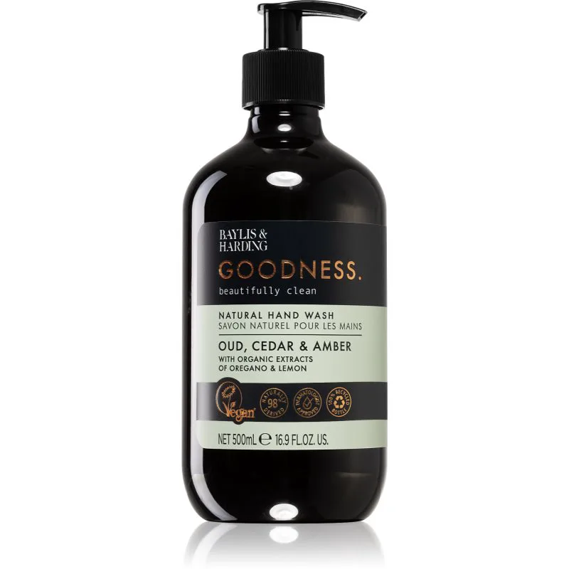 Baylis & Harding Goodness Oud, Cedar & Amber φυσικό ρευστό σαπούνι για τα χέρια 500 ml