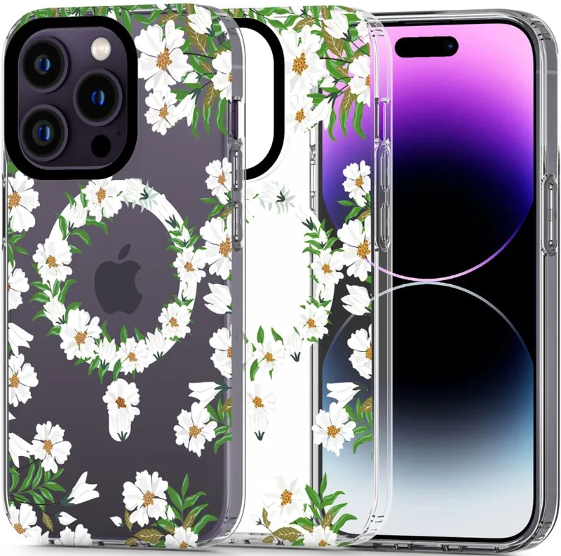Tech-Protect MagMood - Σκληρή Θήκη MagSafe Apple iPhone 14 Pro - White Daisy (9490713935804)