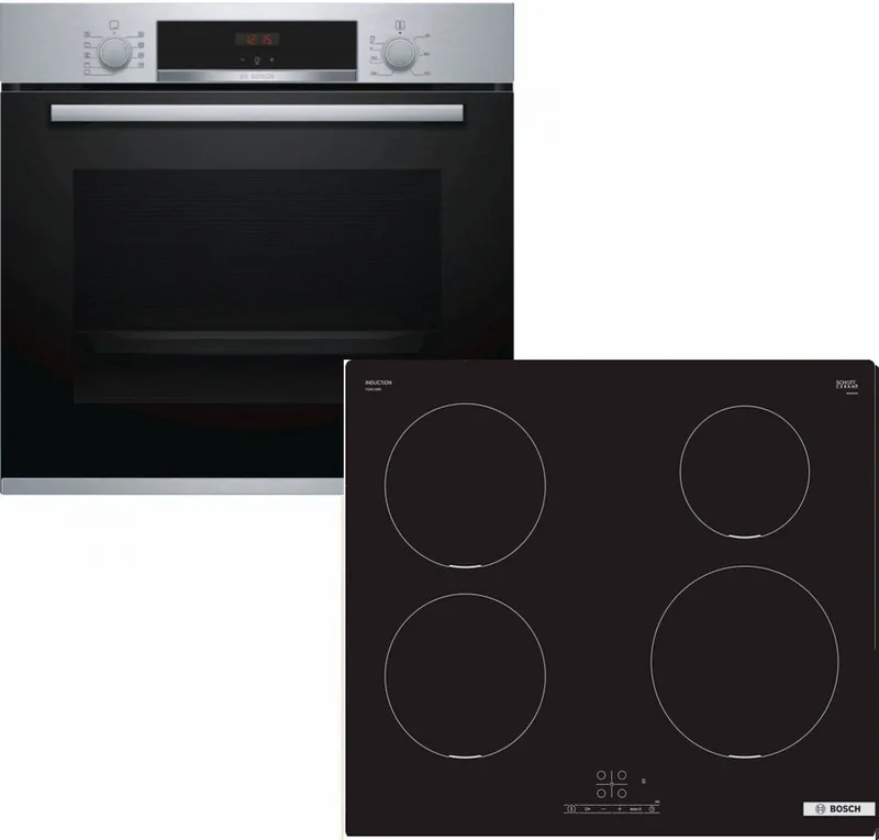 Bosch HBA534ES0 + PUE611BB5E Φούρνος άνω Πάγκου 71lt με επαγωγικες Εστίες Π59.4εκ. Inox HBA534ES0 + PUE611BB5E