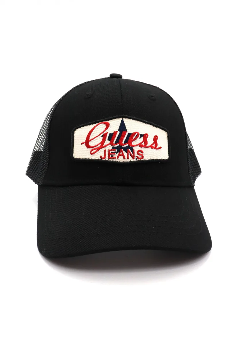 GUESS JEANS ΚΑΠΕΛΟ PATCHED TRUCKER HAT UNISEX ΜΑΥΡΟ