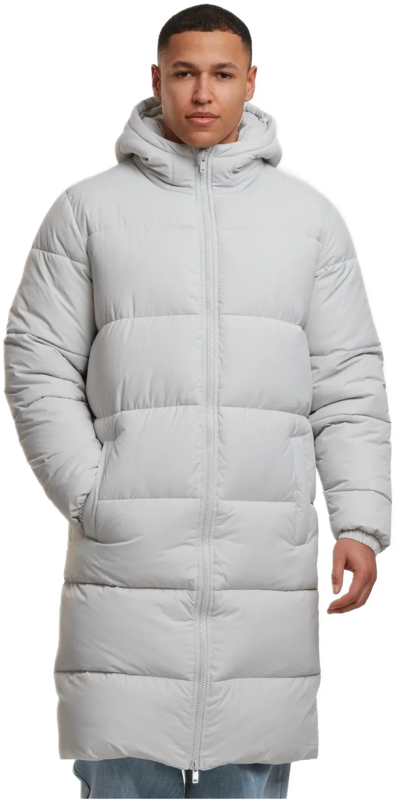 Mens Long Puffer Coat Urban Classics TB7010-02946 lightasphalt