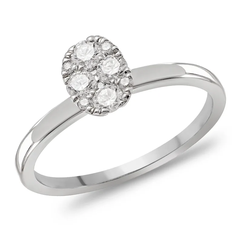 Diamond Group Μονόπετρο Δαχτυλίδι με Διαμάντια Brilliant από Λευκό Χρυσό 18 Καρατίων DDX771