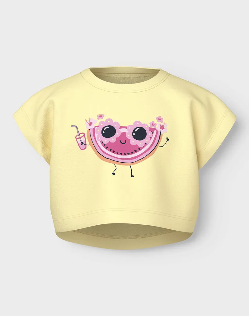 NAME IT NMFVILMA CAPSL CROP TOP 13228148-Pastel YellowWatermelon Yellow