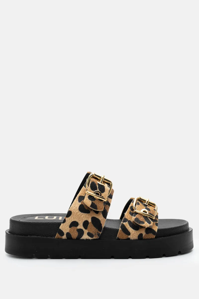 LUIGI DESIGN - Σανδάλια Flatform με Διπλή Τόκα - Animal Print