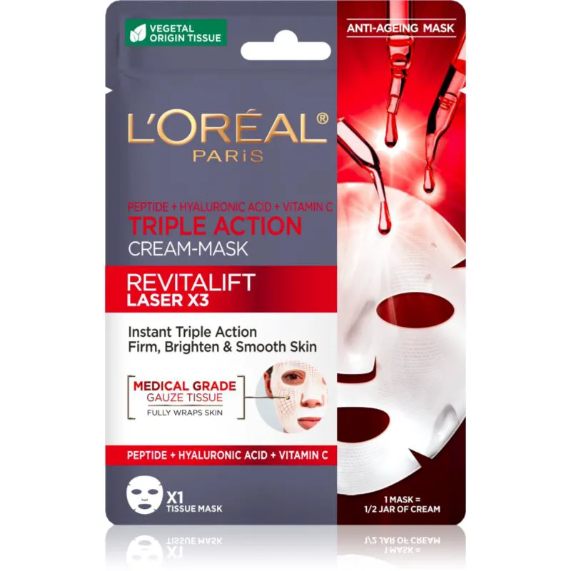 L’Oréal Paris Revitalift Laser X3 φύλλο μάσκας ενάντια στη γήρανση της επιδερμίδας 28 γρ