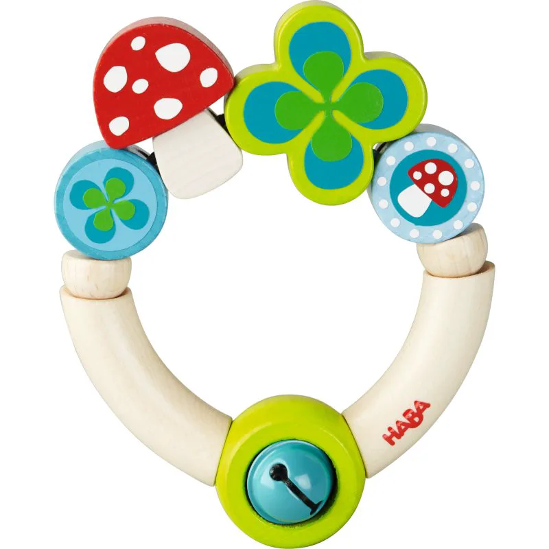 Haba Wooden Rattle Lucky Charm κουδουνίστρα από ξύλο 6 m+ 1 τμχ