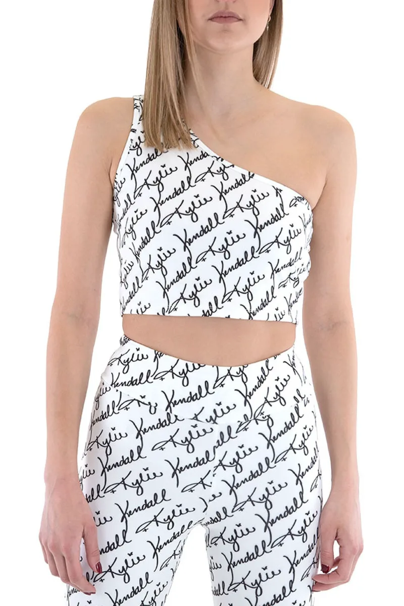 Top Kendal + Kylie K&K W Logo Allover One Shoulder KKW3611631-WHITE BLACK Γυναικείο