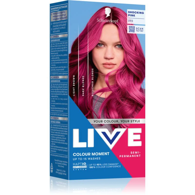 Schwarzkopf LIVE Ultra Brights or Pastel προσωρινή βαφή μαλλιών απόχρωση 093 Shocking Ροζ 1 τμχ
