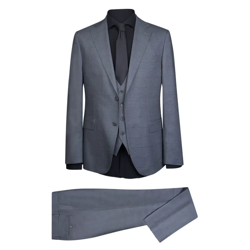 Prince Oliver Κοστούμι με Γιλέκο Three-Piece Γκρι Καρό (Modern Fit) New Arrival