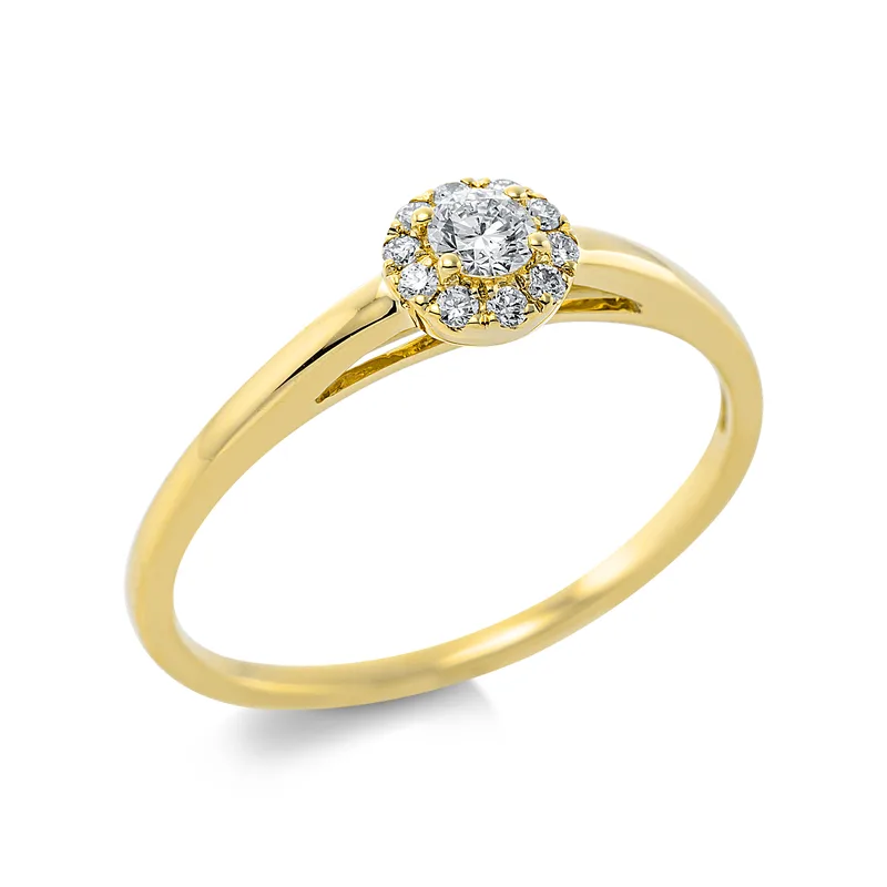 Diamond Group Μονόπετρο Δαχτυλίδι με Διαμάντια Brilliant από Κίτρινο Χρυσό 18 Καρατίων DDX537