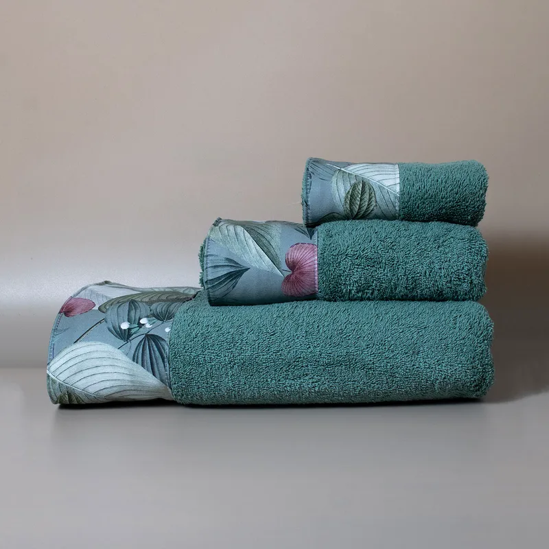 Πετσέτες Μπάνιου (Σετ 3τμχ) White Fabric Somet Green 600gsm