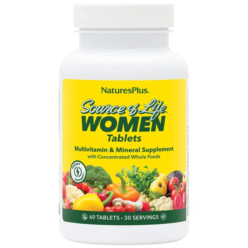 Natures Plus Source of Life Women Συμπλήρωμα Διατροφής Πολυβιταμινών, Μετάλλων, Ιχνοστοιχείων & Εκχυλίσματος Βοτάνων Ειδικά Σχεδιασμένο για το Γυναικείο Οργανισμό για Ενέργεια, Τόνωση Ορμονική Ισορροπία με Αντιοξειδωτικές Ιδιότητες 60tabs