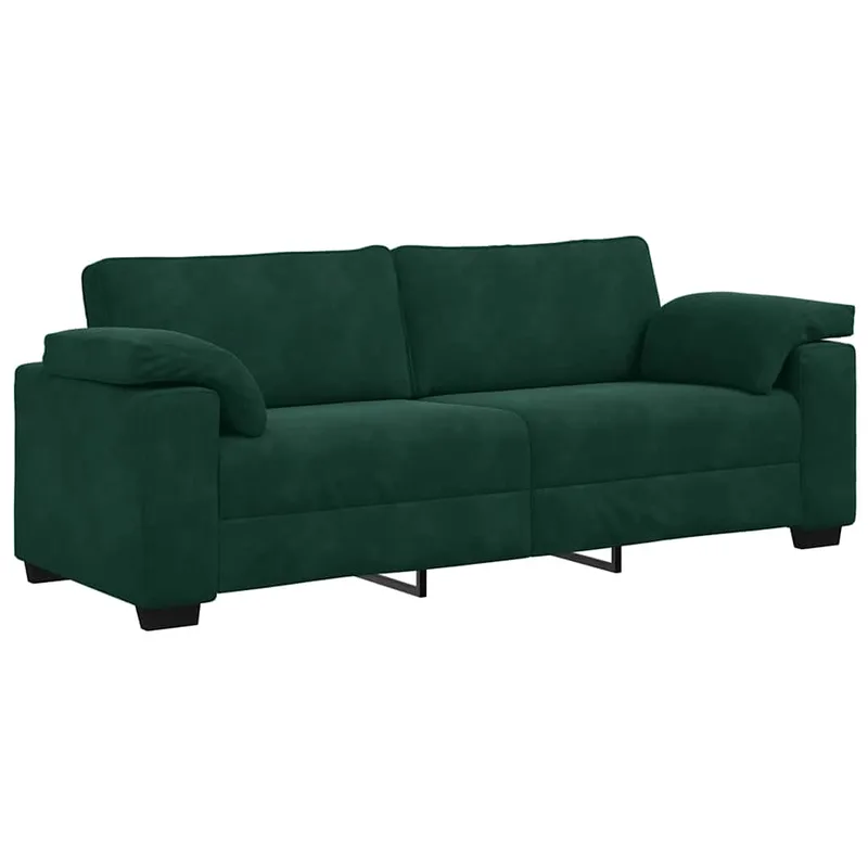 vidaXL Τριθέσιος Καναπές Σκούρο Πράσινο 220x77x82 εκ. Βελούδο