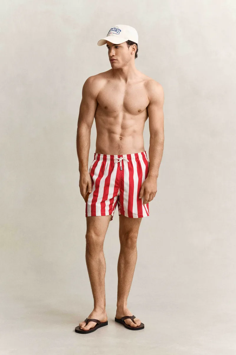 Gant ανδρικό μαγιό σορτς με ριγέ σχέδιο Regular Fit - 922616005 Κόκκινο