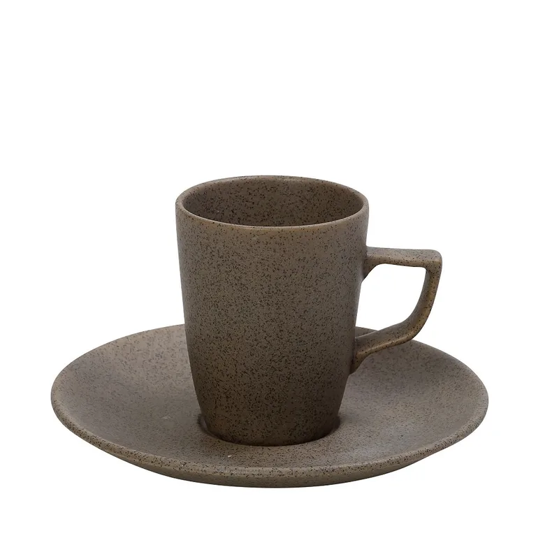 Φλυτζάνι Espresso Με Πιατάκι Πορσελάνης Morgan Brown ESPIEL 80ml-12x12x7εκ. OW2073K6 (Σετ 6 Τεμάχια) (Υλικό: Πορσελάνη, Χρώμα: Καφέ) - ESPIEL - OW2073K6